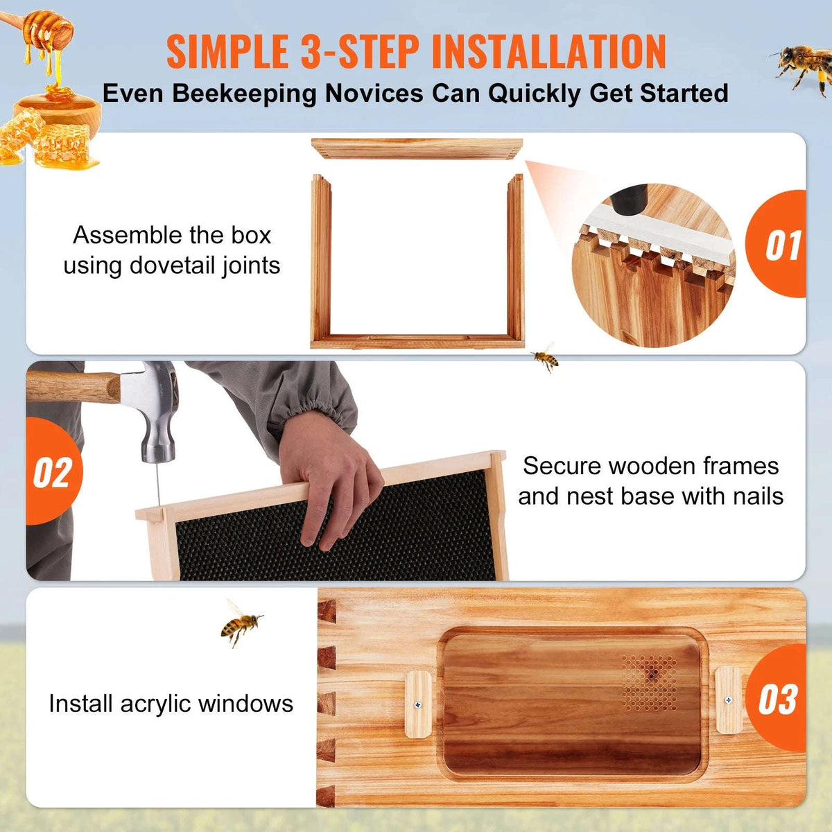 Bee Hive Deep Box Starter Kit with Acrylic Windows-2ZHGH / CZECH REPUBLIC