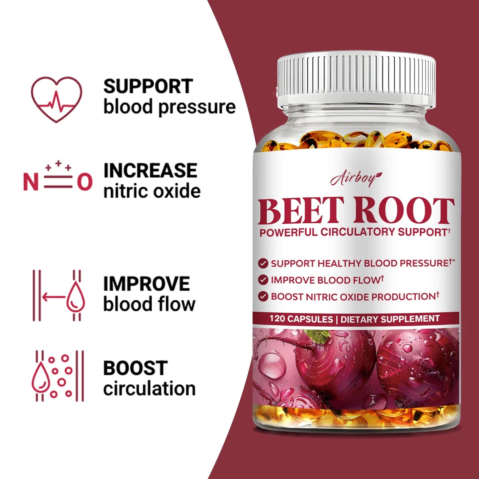 Beetroot Capsules for Healthy Blood Pressure and Circulation-United States / 120 Capsules