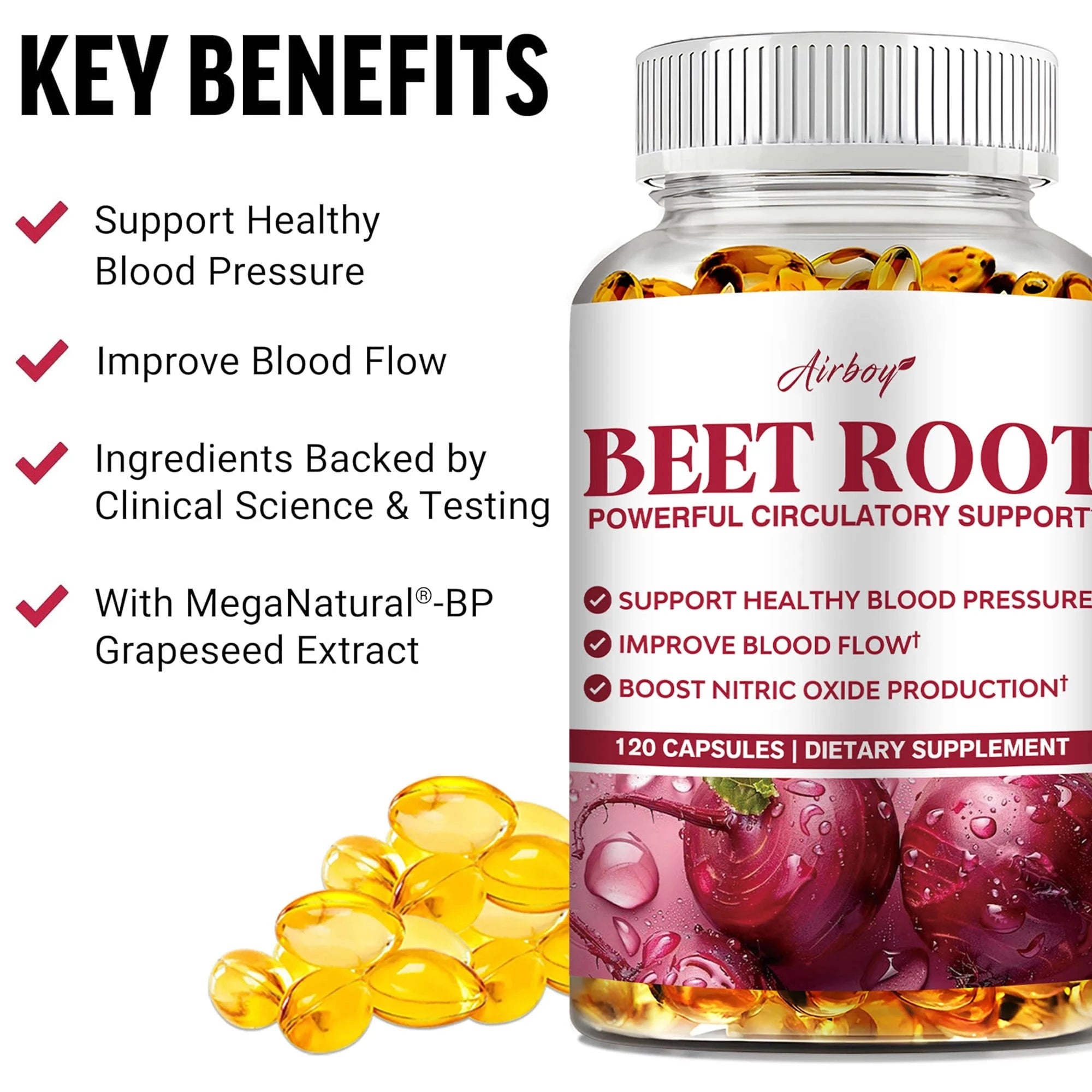 Beetroot Capsules for Healthy Blood Pressure and Circulation-United States / 120 Capsules