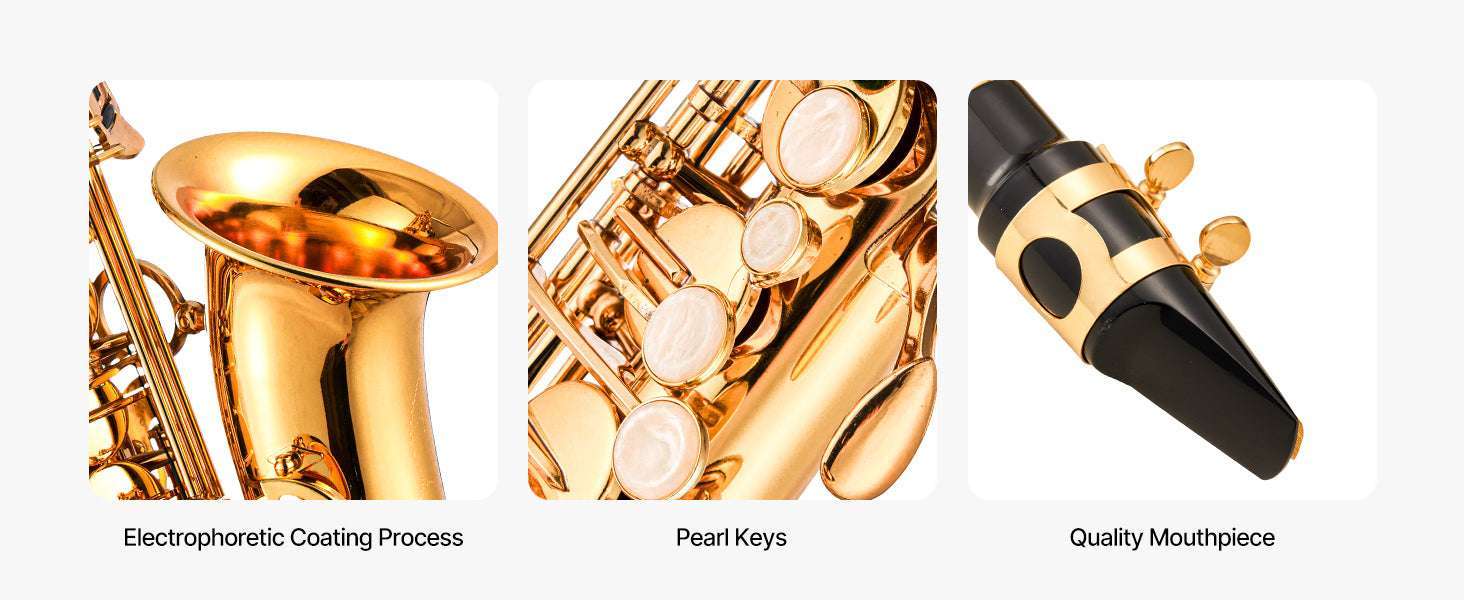 Beginner Alto or Tenor Saxophone Kit with Case & Accessories-Mid-tone E Flat / United States