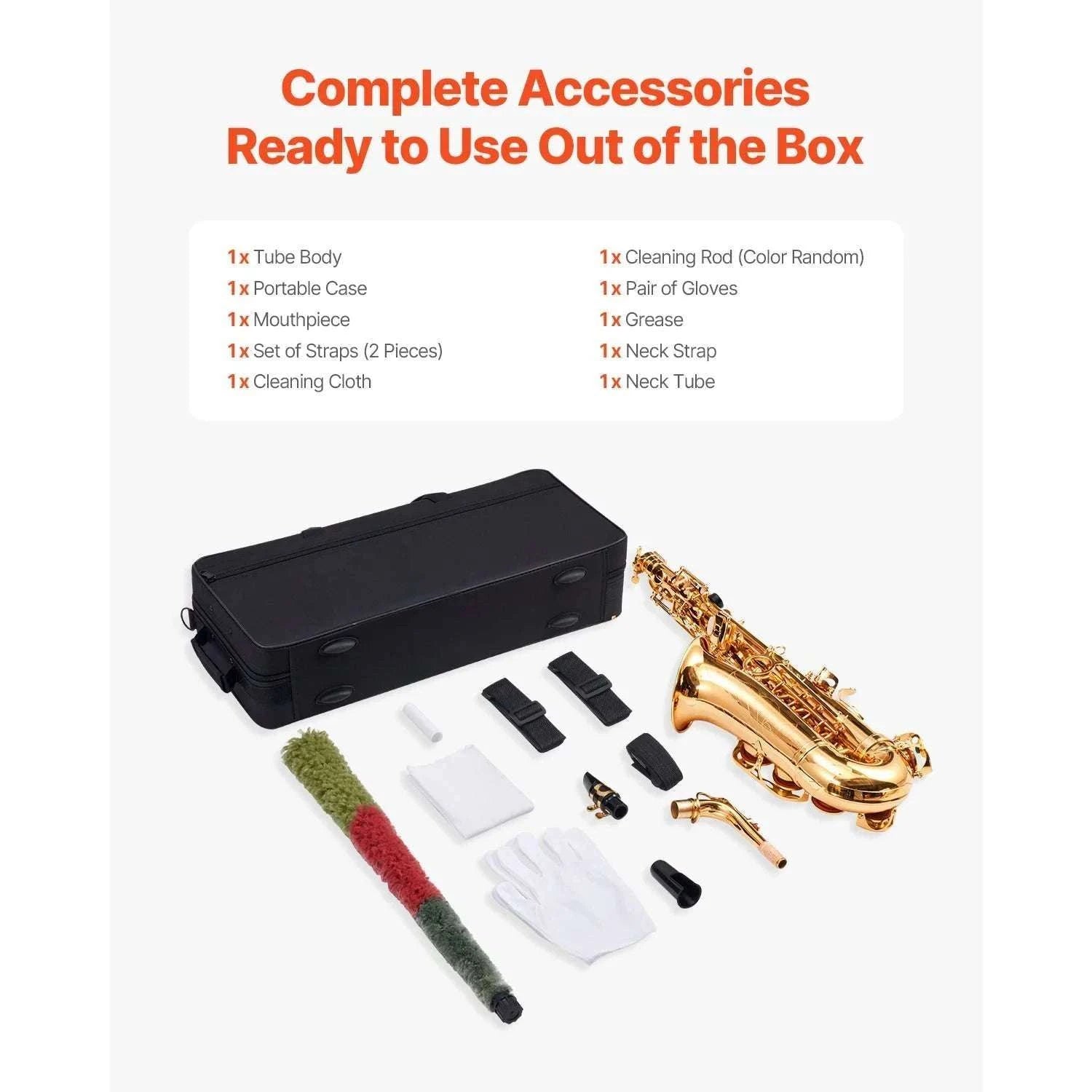 Beginner Alto or Tenor Saxophone Kit with Case & Accessories-Mid-tone E Flat / United States