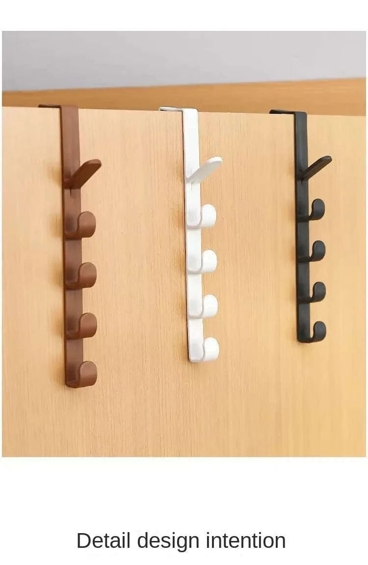 Behind Door Hook Rack – 5‑Hook Over Door Storage-27x4.5cm / Black