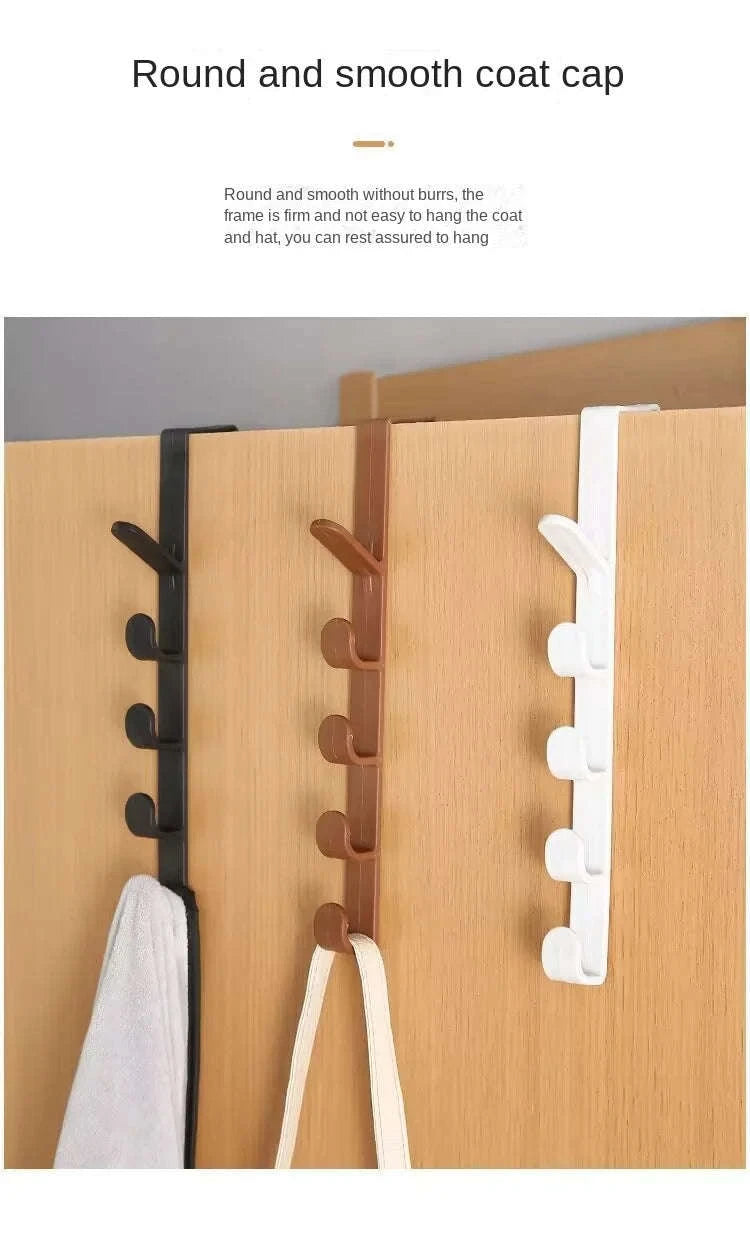 Behind Door Hook Rack – 5‑Hook Over Door Storage-27x4.5cm / Black