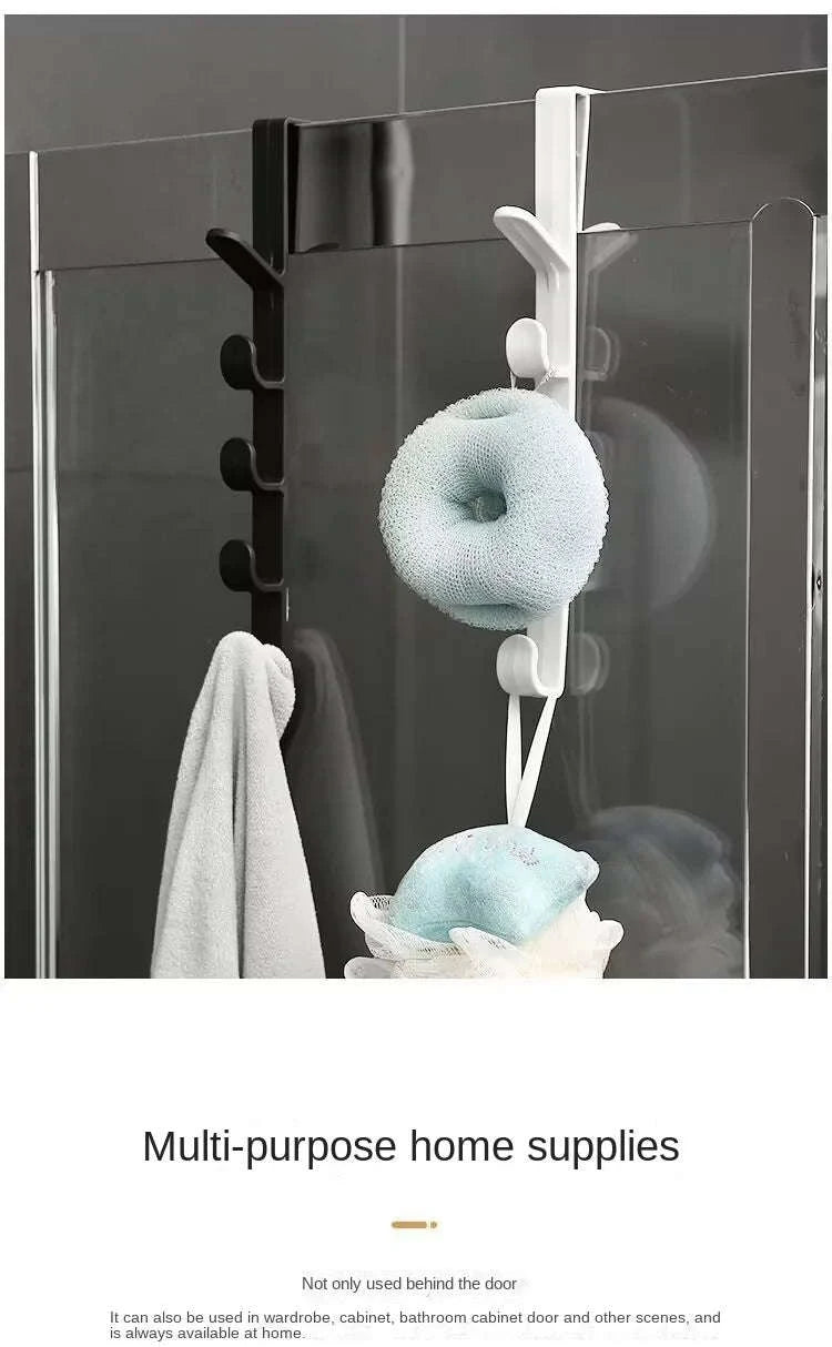 Behind Door Hook Rack – 5‑Hook Over Door Storage-27x4.5cm / Black