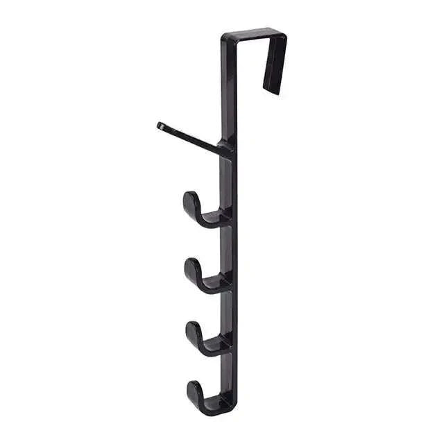 Behind Door Hook Rack – 5‑Hook Over Door Storage-27x4.5cm / Black