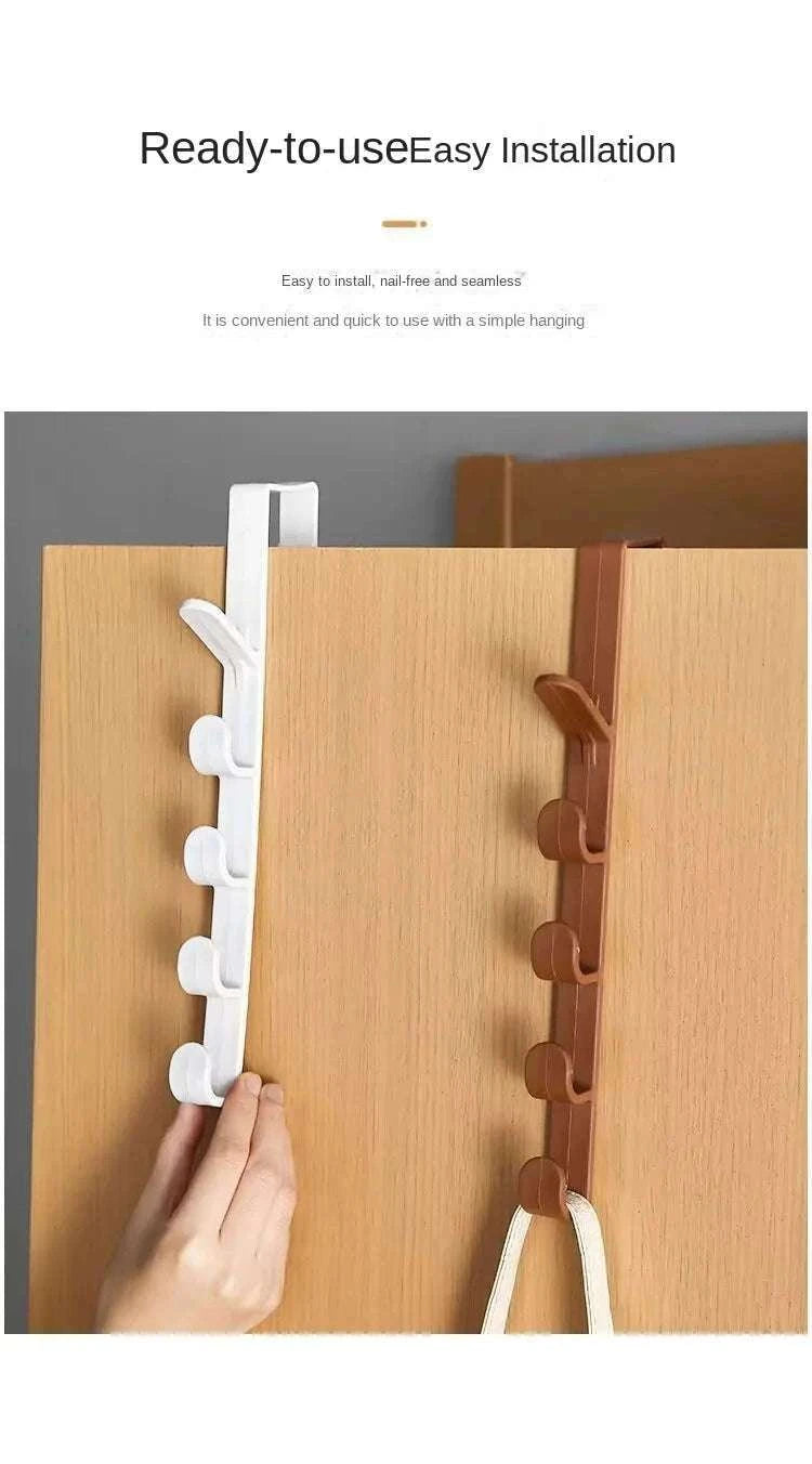 Behind Door Hook Rack – 5‑Hook Over Door Storage-