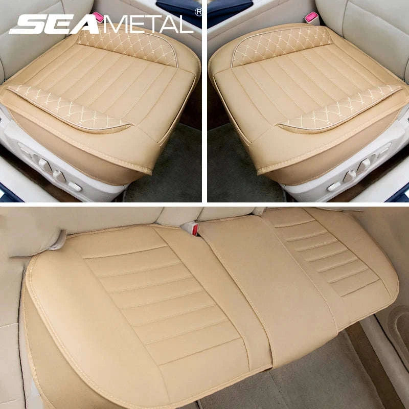 Beige Full-Wrapped Car Seat Cover-Beige front 1pc