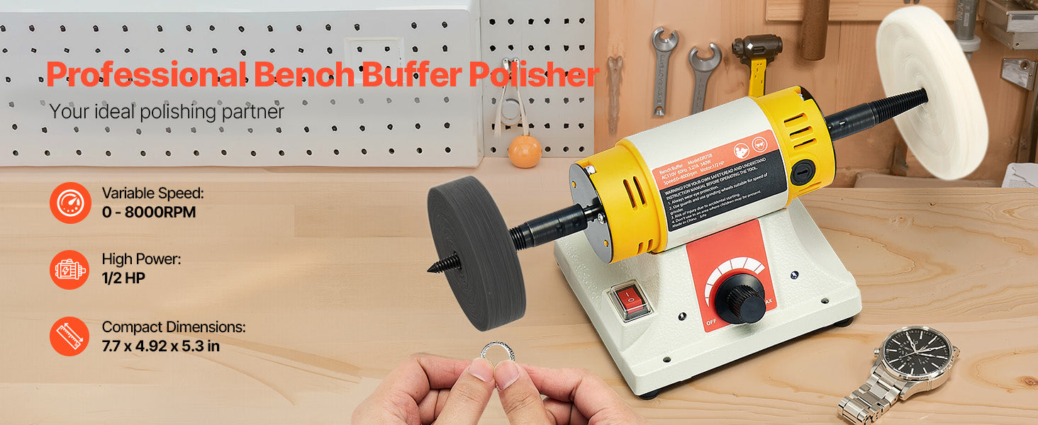 Polirka za stol s 1/2 KS i promjenjivom brzinom 0–8000 RPM, komplet