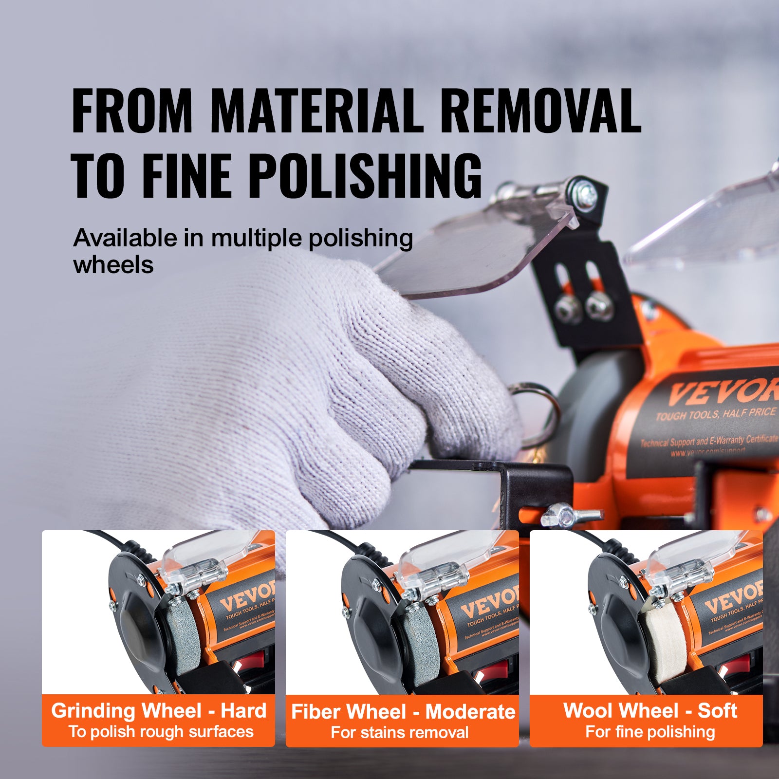 VEVOR 3in Jewelry Polisher Buffer Brushless Adjustable Speed Mini Multi-purpose Bench Grinder Polishing Machine for Gemstones