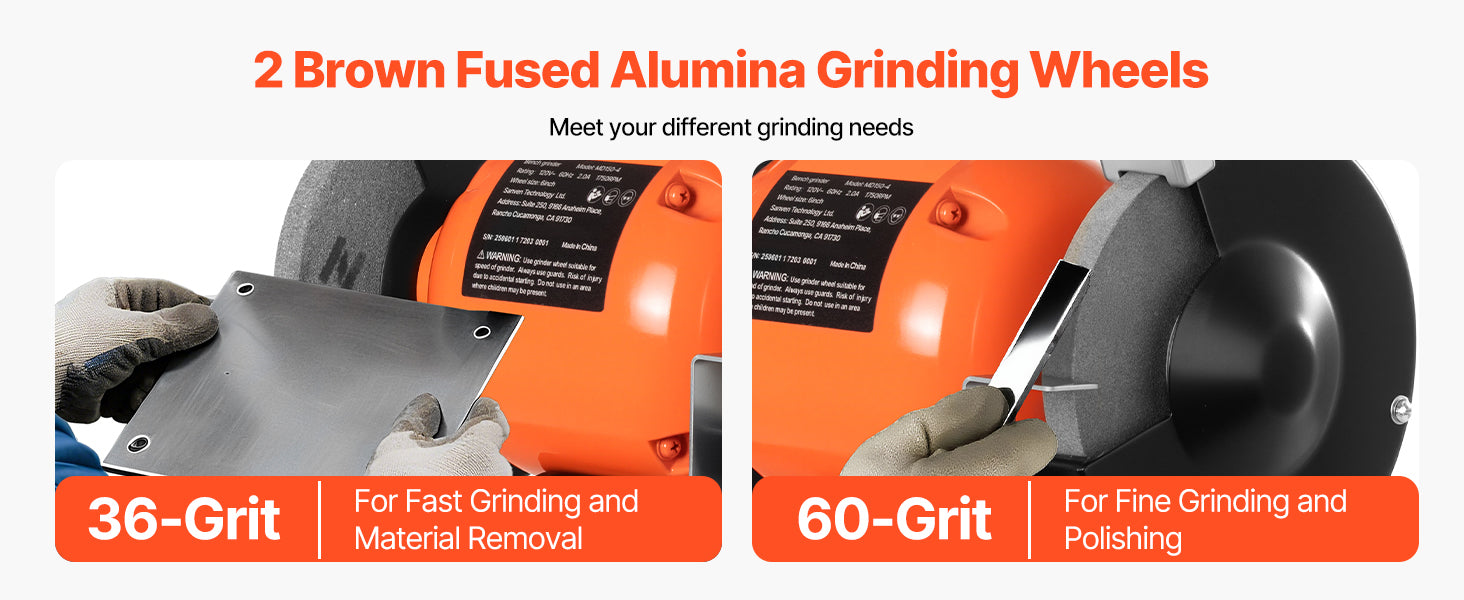 6-Inch Bench Grinder 1750RPM Low-Speed with Adjustable Tool Rest
