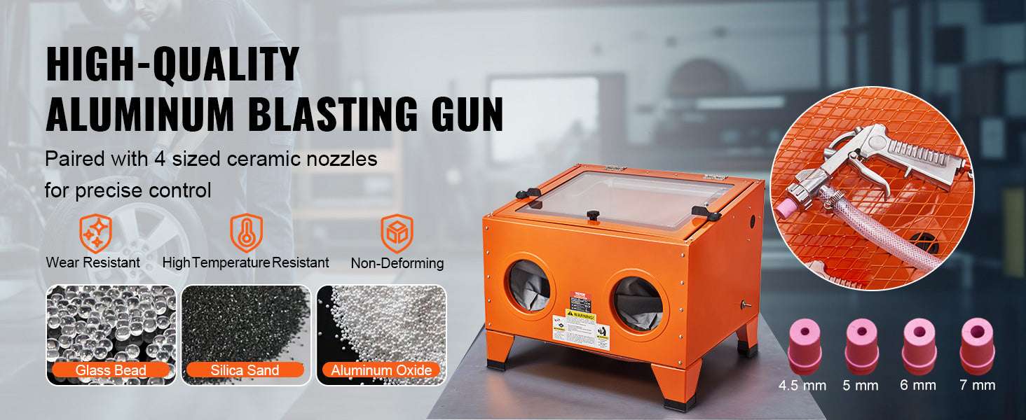 Benchtop Sandblasting Cabinet 25/40/60 Gallon with Gun & Nozzles-60 Gallon / france