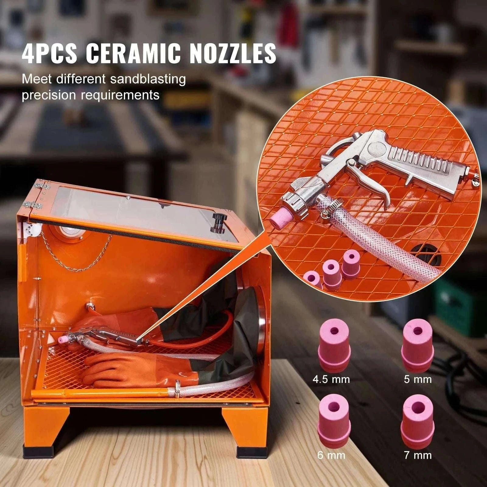 Benchtop Sandblasting Cabinet 25/40/60 Gallon with Gun & Nozzles-60 Gallon / france