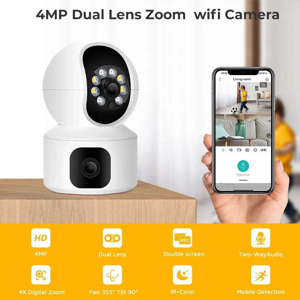 BESDER 4MP WiFi Dual Screen Baby Monitor Camera-4MP NO Card / EU Plug / GERMANY
