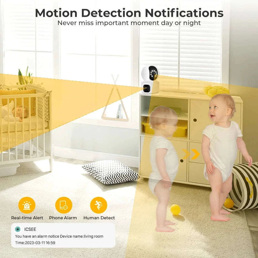 BESDER 4MP WiFi Dual Screen Baby Monitor Camera-4MP NO Card / EU Plug / GERMANY