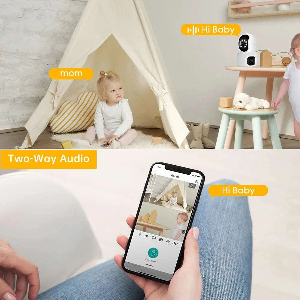 BESDER 4MP WiFi Dual Screen Baby Monitor Camera-4MP NO Card / EU Plug / GERMANY
