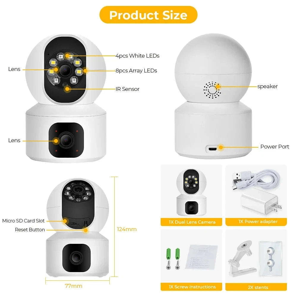 BESDER 4MP WiFi Dual Screen Baby Monitor Camera-4MP NO Card / EU Plug / GERMANY