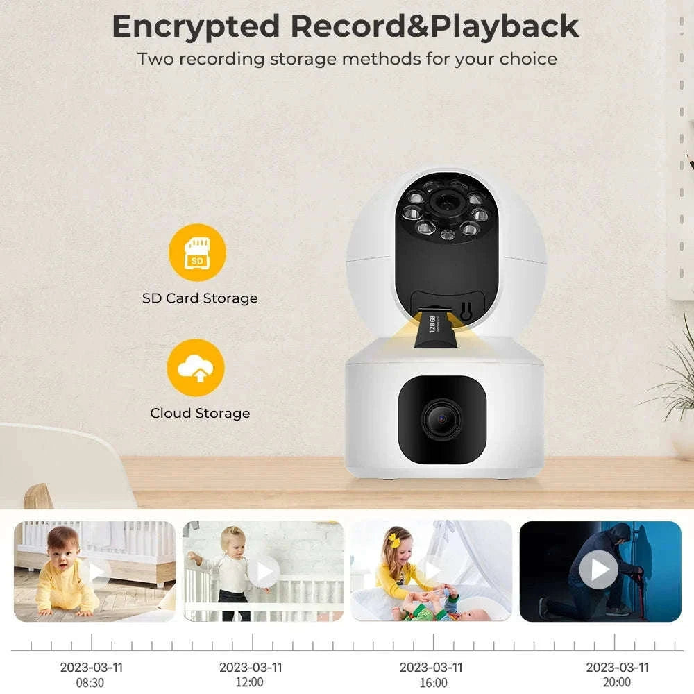 BESDER 4MP WiFi Dual Screen Baby Monitor Camera-4MP NO Card / EU Plug / GERMANY