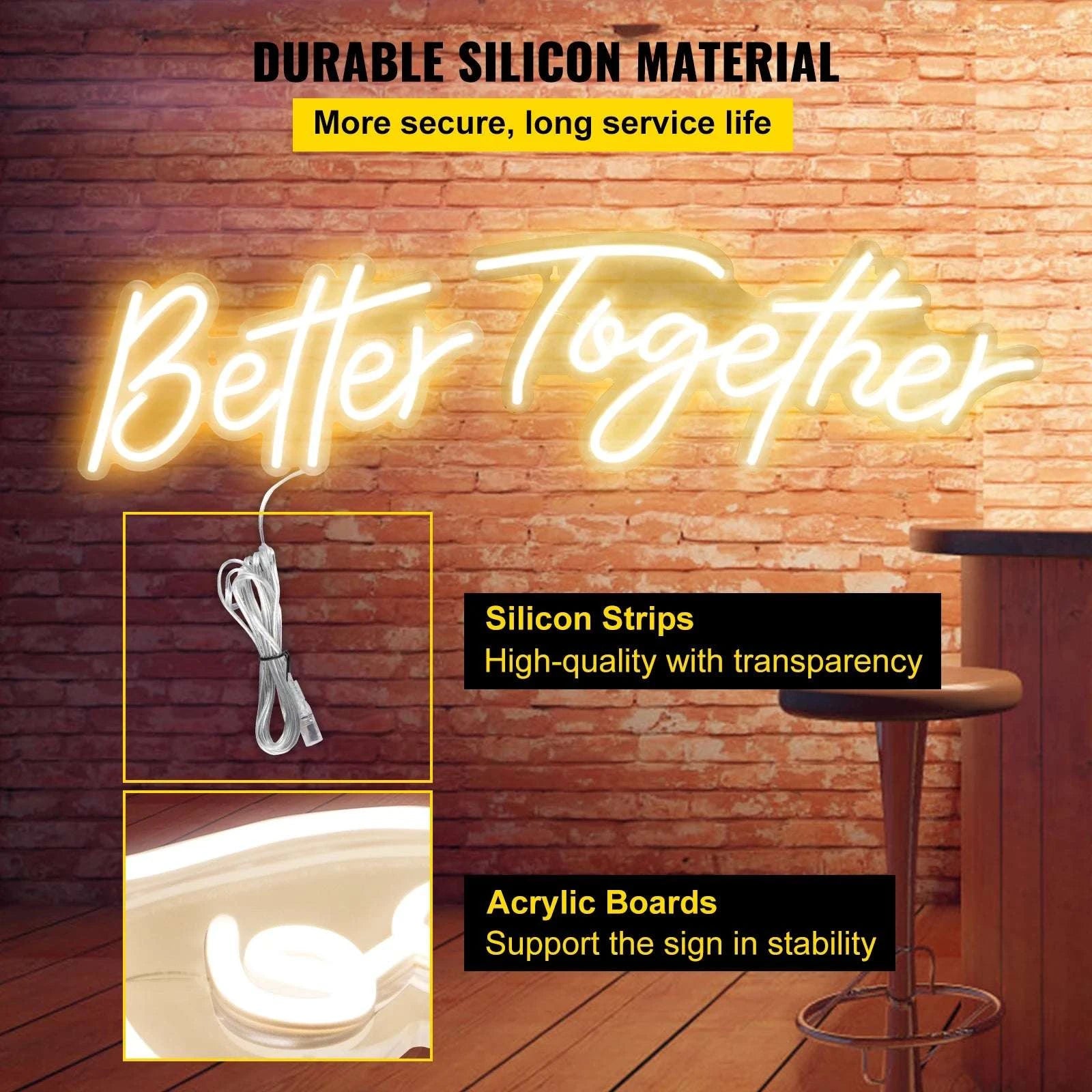 Better Together LED Neon Sign Warm White Wall Light Decor-Warm White 20W-L / United States