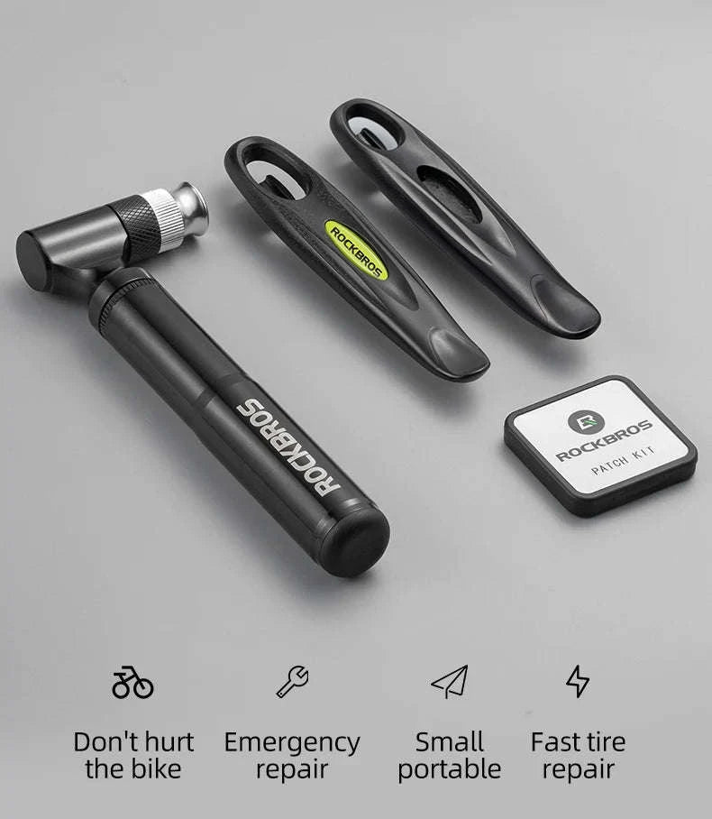 Bicycle Flat Tire Repair Kit with 130PSI Pump & Patch Set-B80