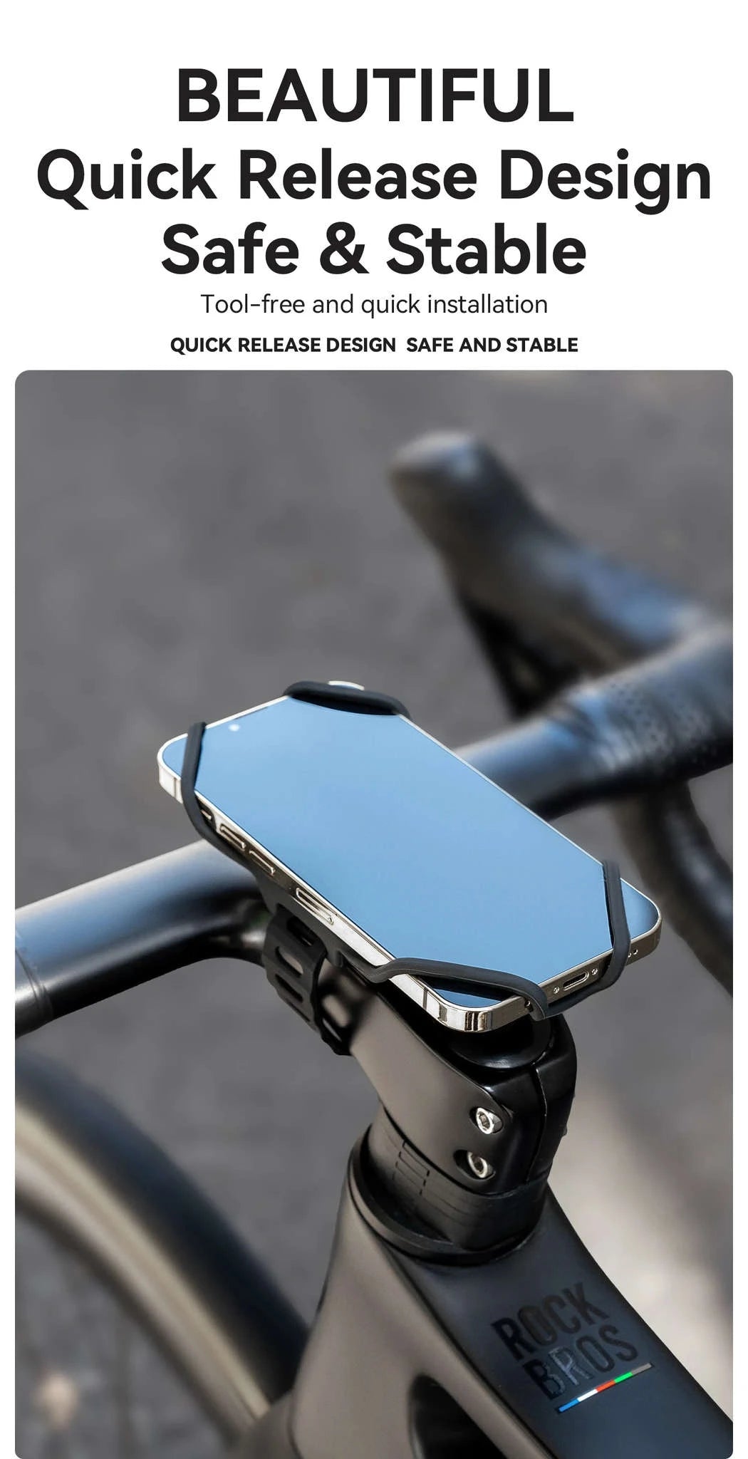 Bicycle Phone Mount Silicone Quick Release Handlebar Holder-250015001