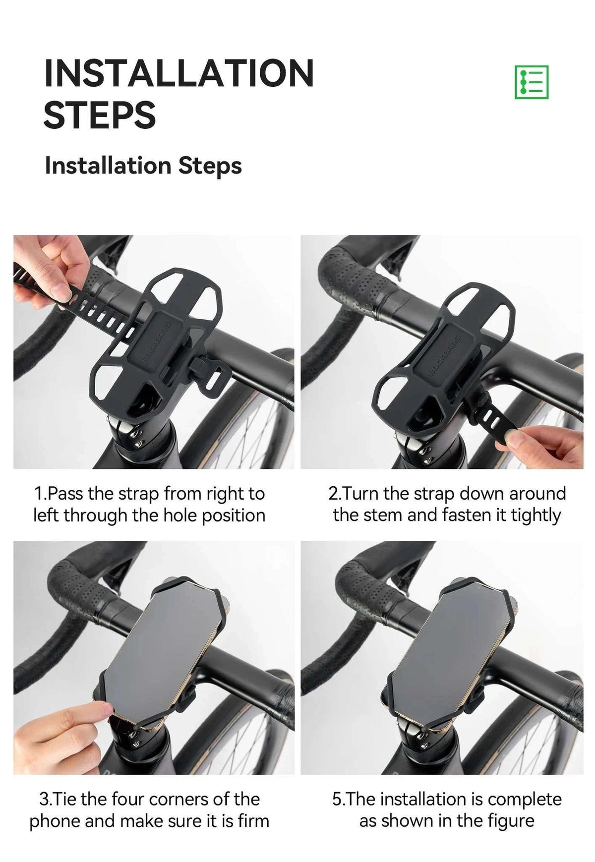 Bicycle Phone Mount Silicone Quick Release Handlebar Holder-250015001