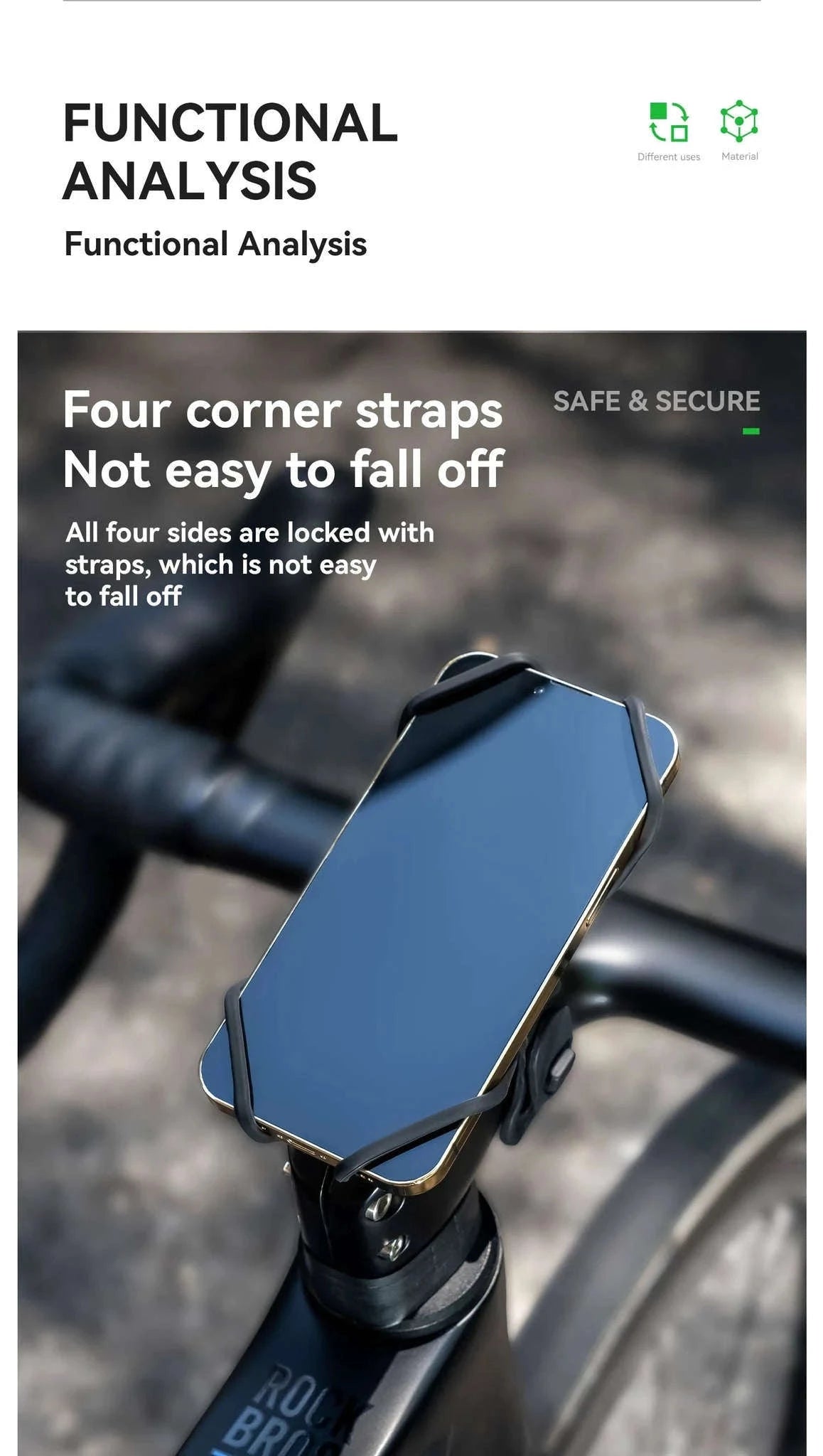 Bicycle Phone Mount Silicone Quick Release Handlebar Holder-250015001