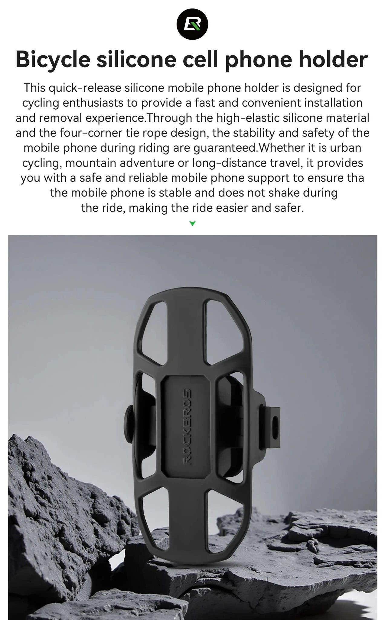 Bicycle Phone Mount Silicone Quick Release Handlebar Holder-250015001