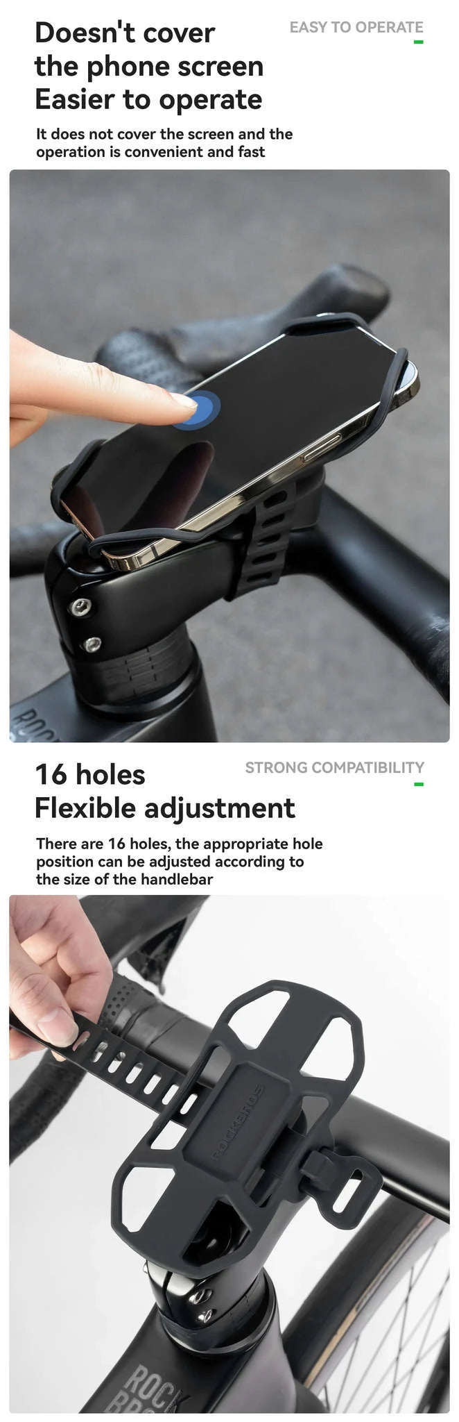 Bicycle Phone Mount Silicone Quick Release Handlebar Holder-250015001