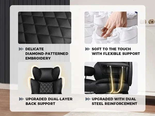 Big and Tall Ergonomic Gaming Chair with Lumbar Support & Footrest-black / United States