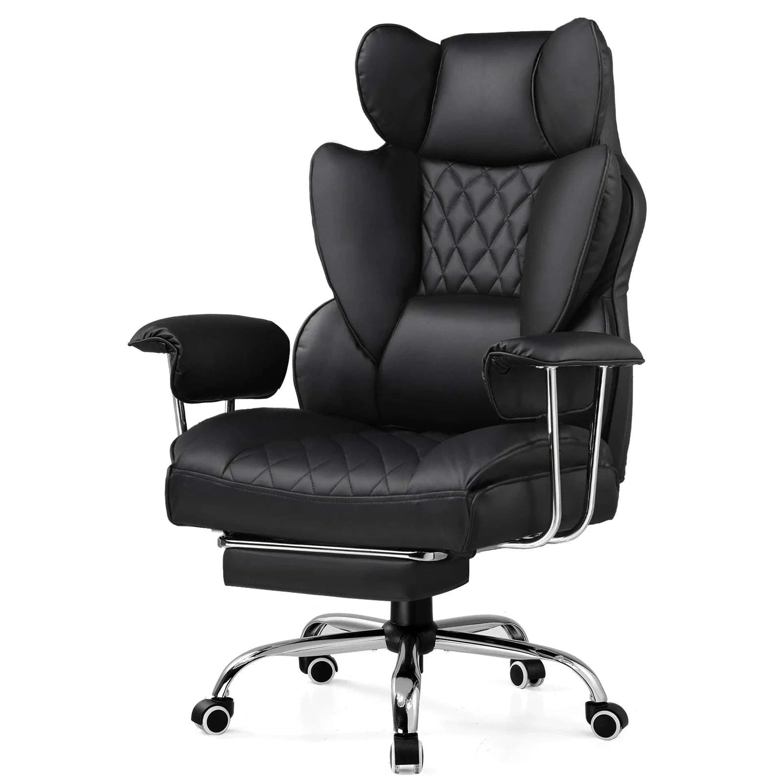 Big and Tall Ergonomic Gaming Chair with Lumbar Support & Footrest-black / United States