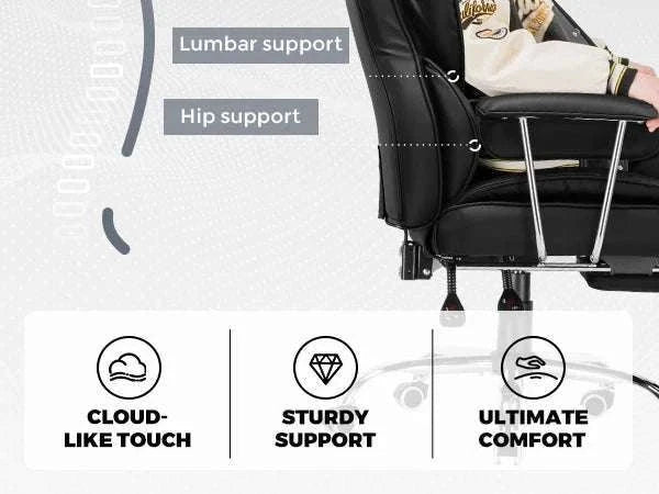 Big and Tall Ergonomic Gaming Chair with Lumbar Support & Footrest-Blue / United States