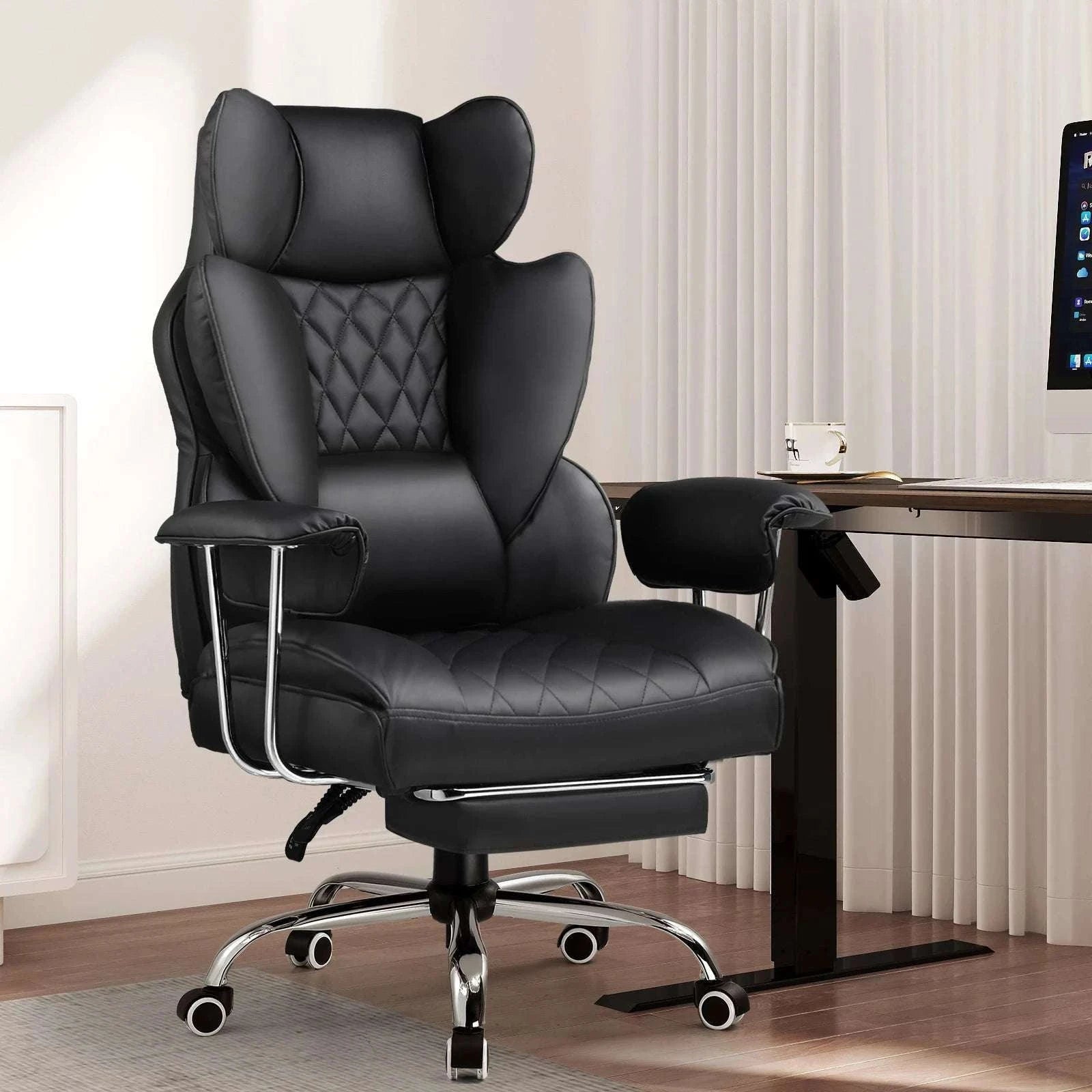 Big and Tall Ergonomic Gaming Chair with Lumbar Support & Footrest-Blue / United States