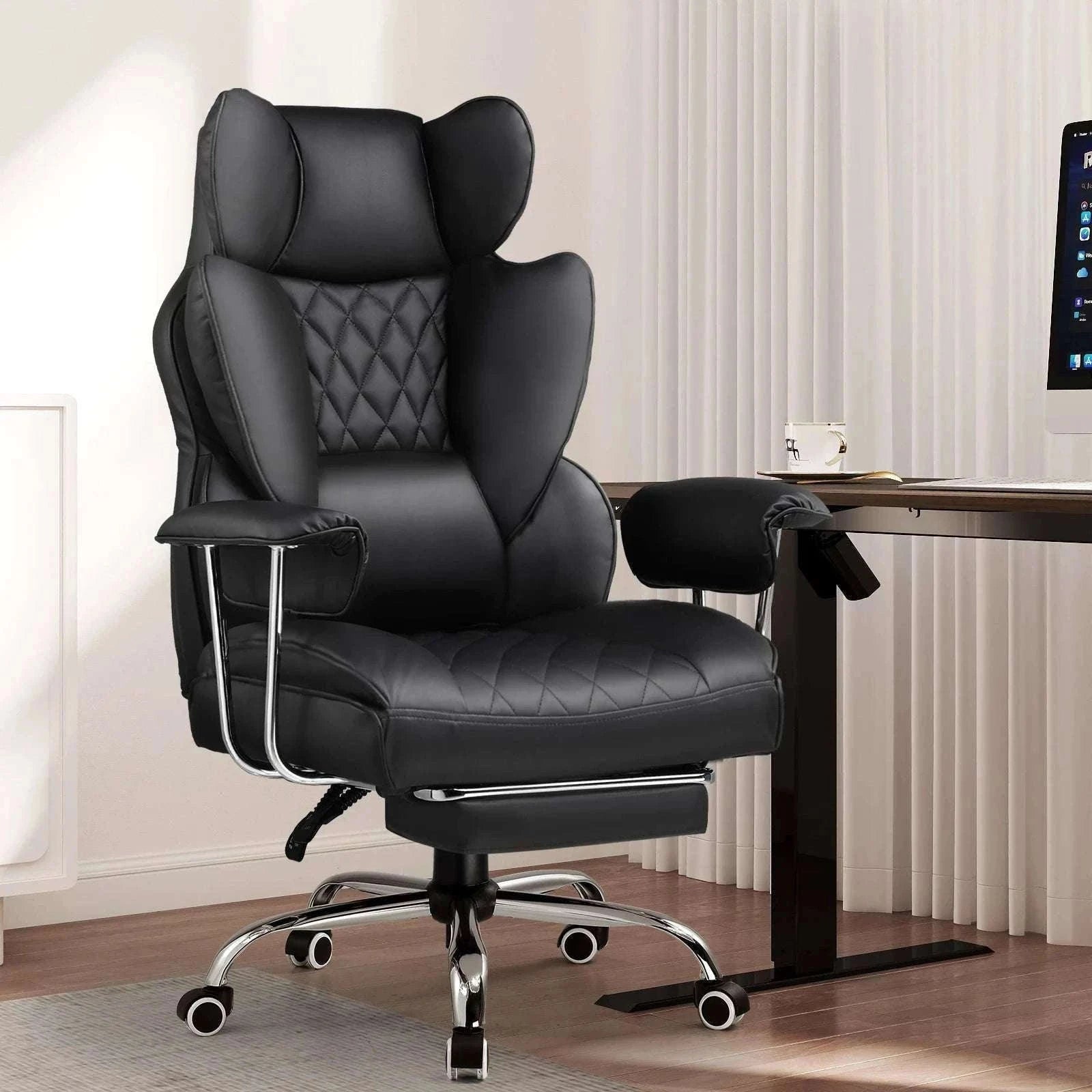 Big and Tall Ergonomic Gaming Chair with Lumbar Support & Footrest-Blue / United States