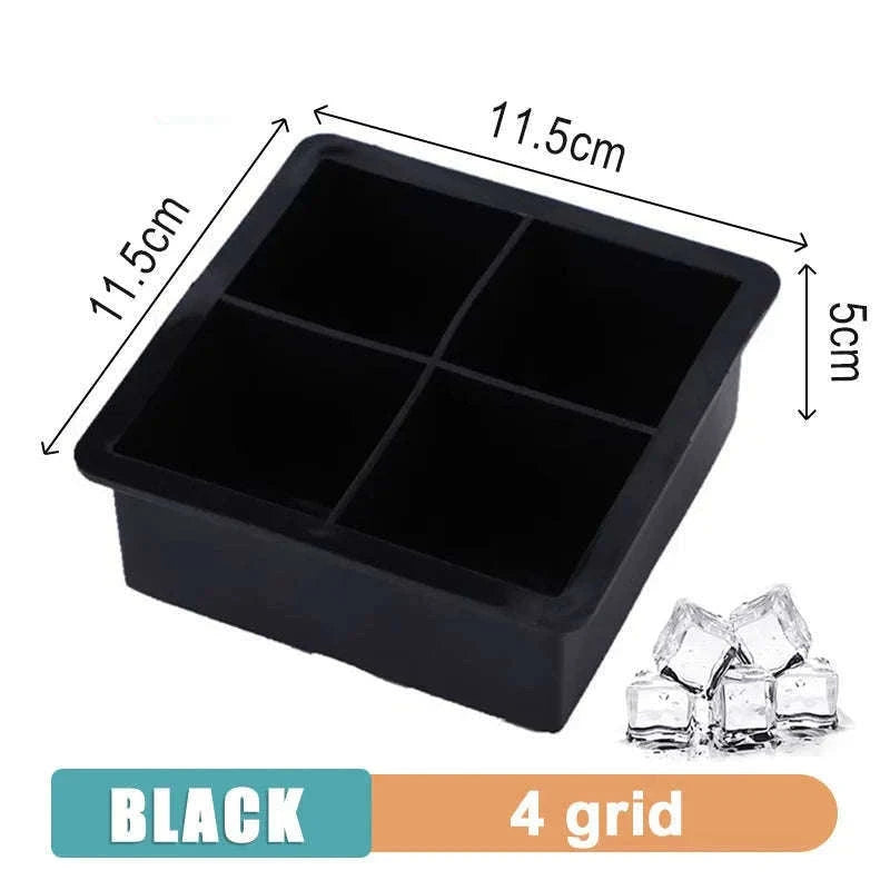 Big Silicone Ice Cube Tray Mold for Clean, Slow-Melt Cubes-15 grid- Black