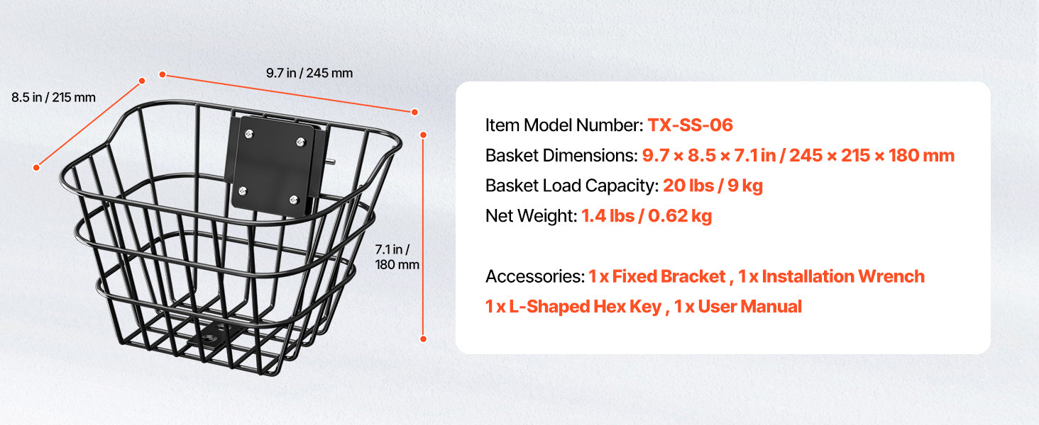 Predný košík na bicykel pre kolobežky a bicykle – oceľový nosič do 9 kg