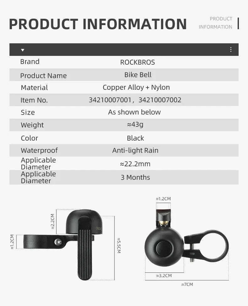 Bike Bell with Crisp Sound Alloy Ring for MTB & Road Bikes-2023-1A Left