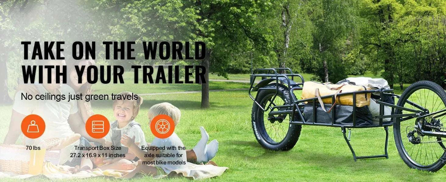 Bike Cargo Trailer 70 lbs Capacity with Quick Release & 20" Wheels-70lbs / United States