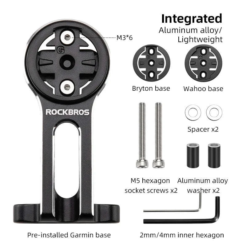 Bike Computer Mount Extension with Front Light Holder Alloy Bracket-adjustable