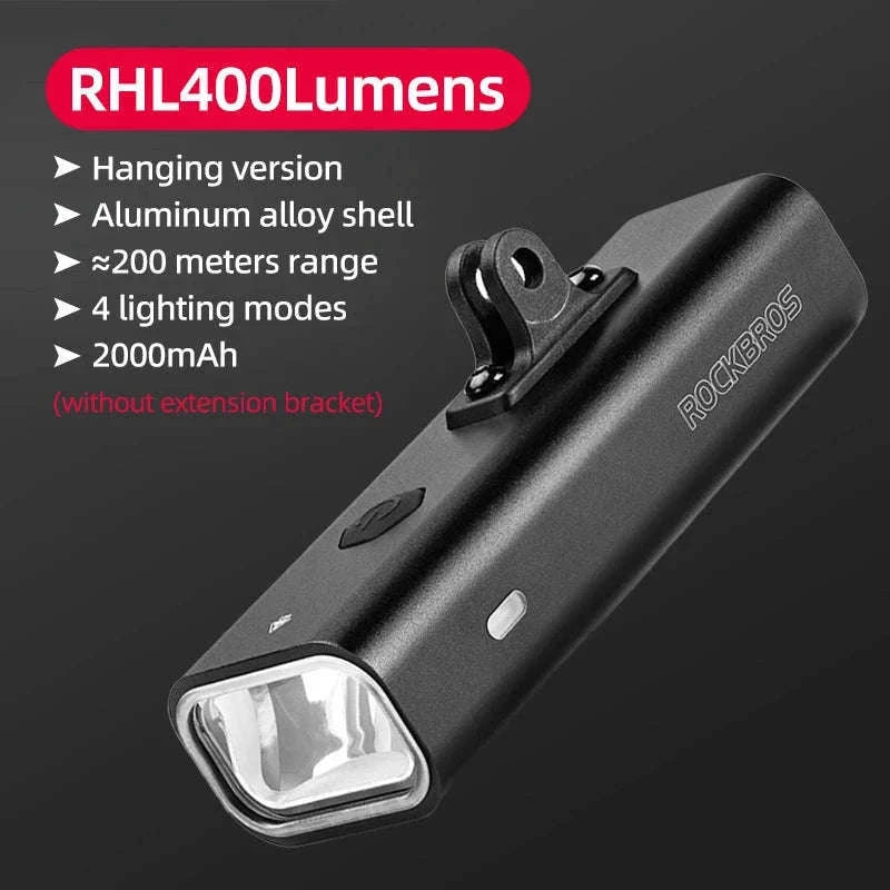 Bike Front Light 400/800LM USB-C Rechargeable IPX6 Aluminum-400LM(only light)