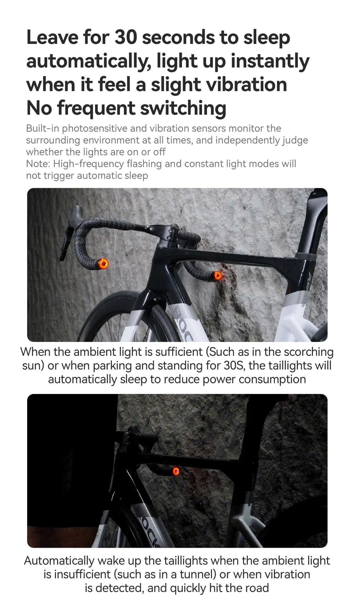 Bike Handlebar Plug LED Safety Lights with Brake Sensor (2pcs)-24120010002