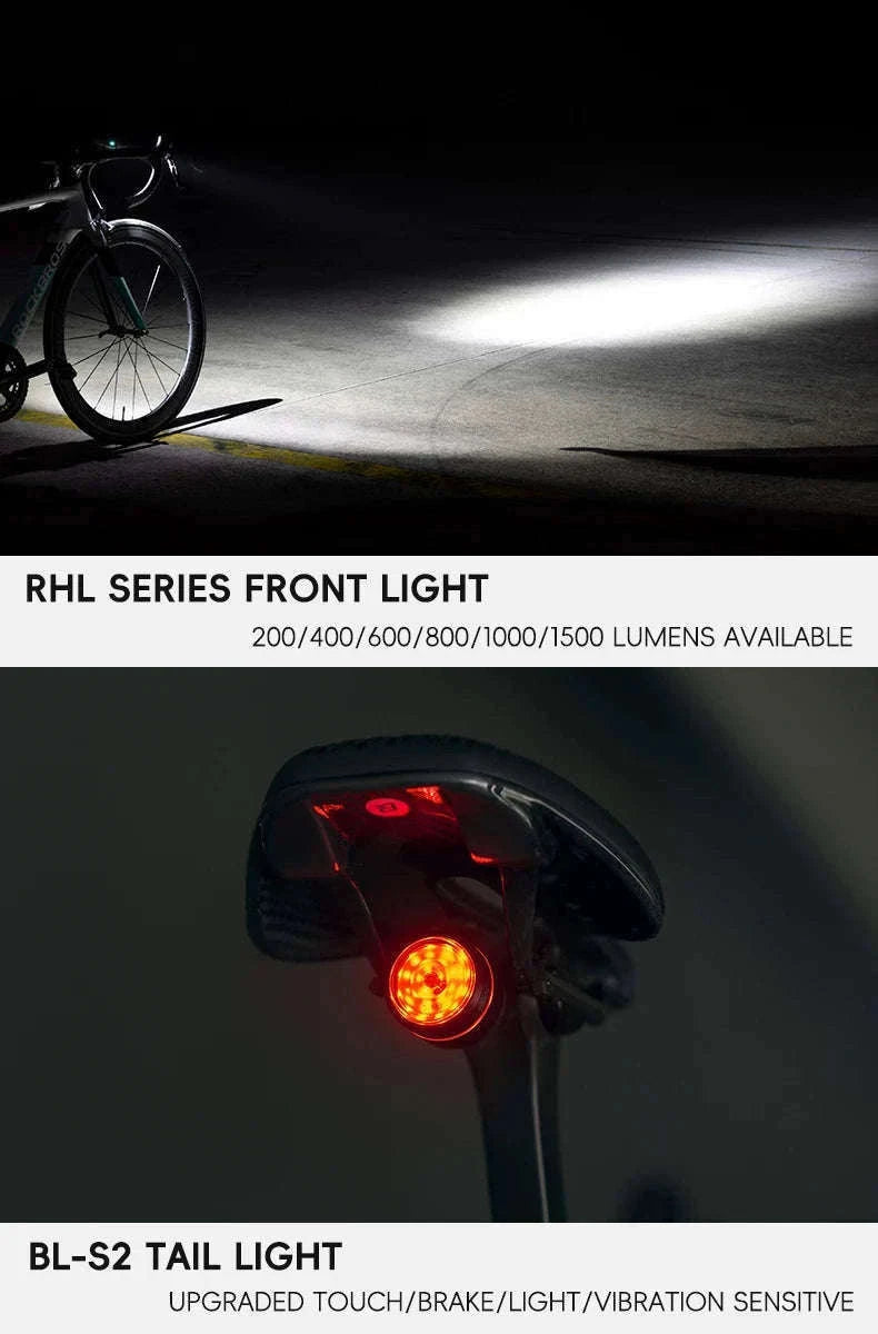 Bike Light Set with Smart Brake Sensor Tail Light 200/400LM-RHL400-BLS2