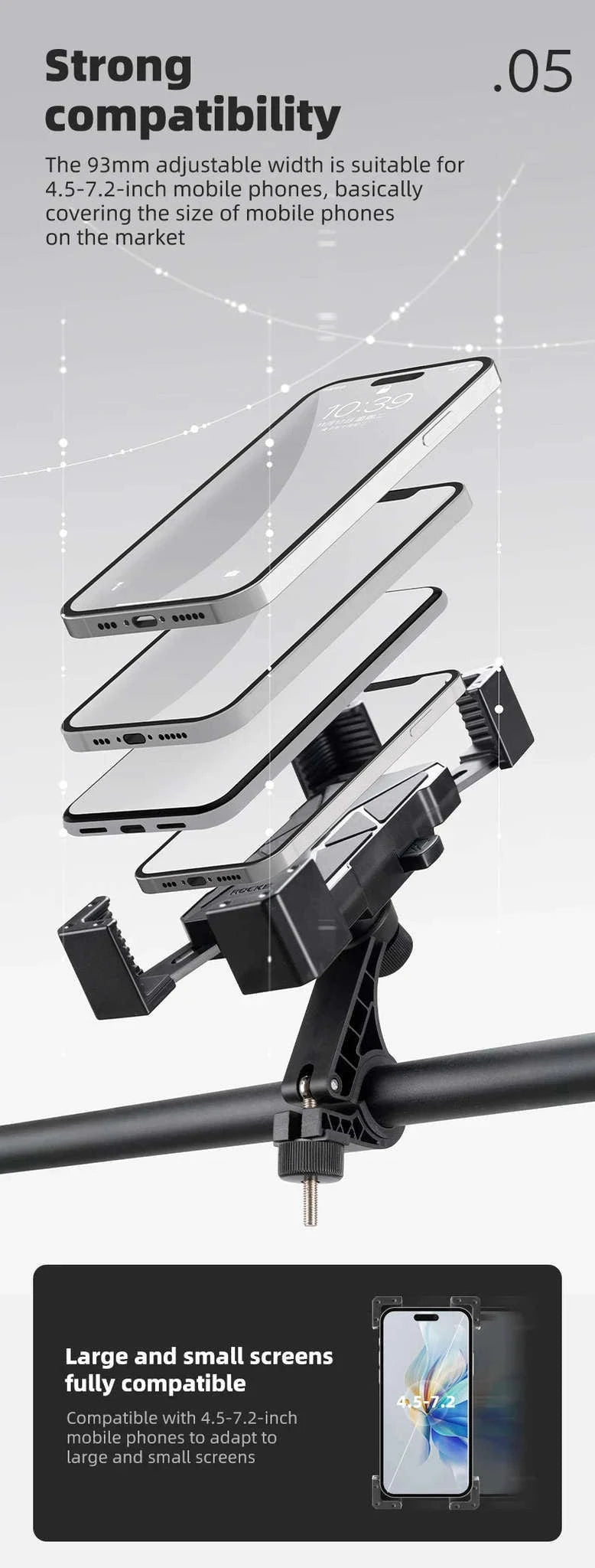 Bike Phone Holder with Anti-Vibration Quick Lock for 4.5–7.2 Inch Phones-LKZJ-Handlebar