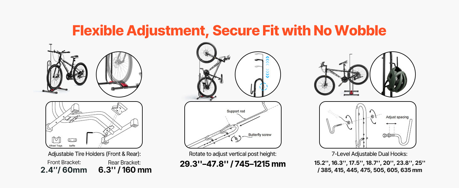 Verstellbarer Fahrradständer für 16–27,5" Fahrräder zur Aufbewahrung im Innenbereich