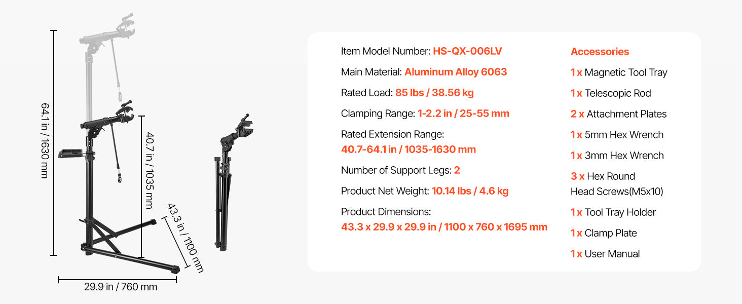 Adjustable Bike Repair Stand Foldable Work Stand with 360° Clamp