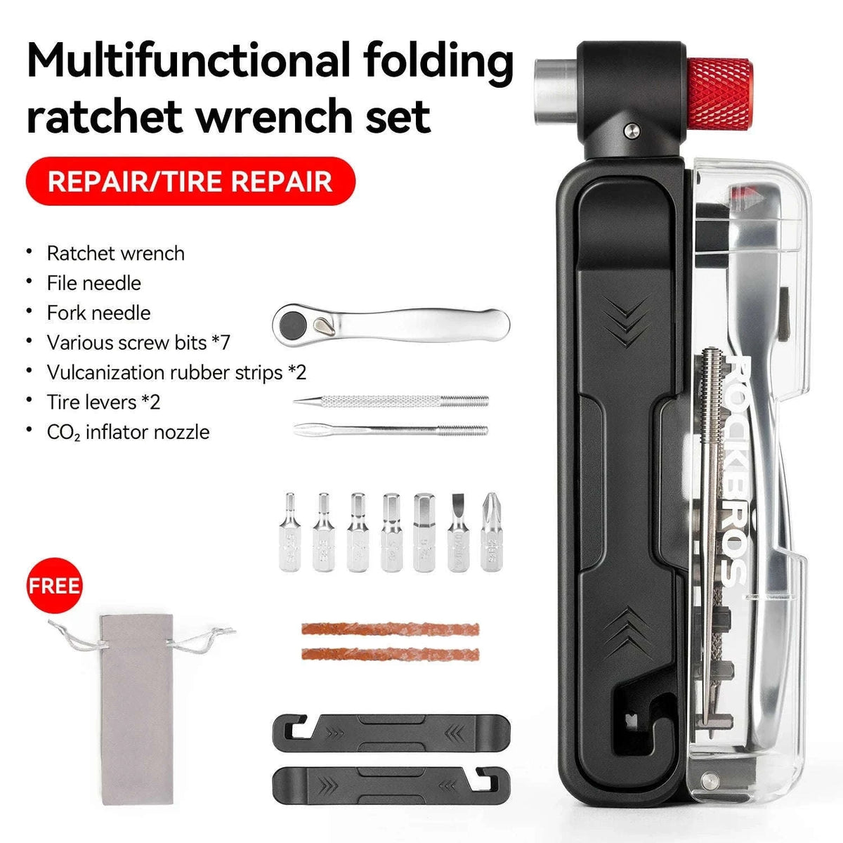 Bike Repair Tool Kit with Ratchet Wrench & Tyre Levers-430036001