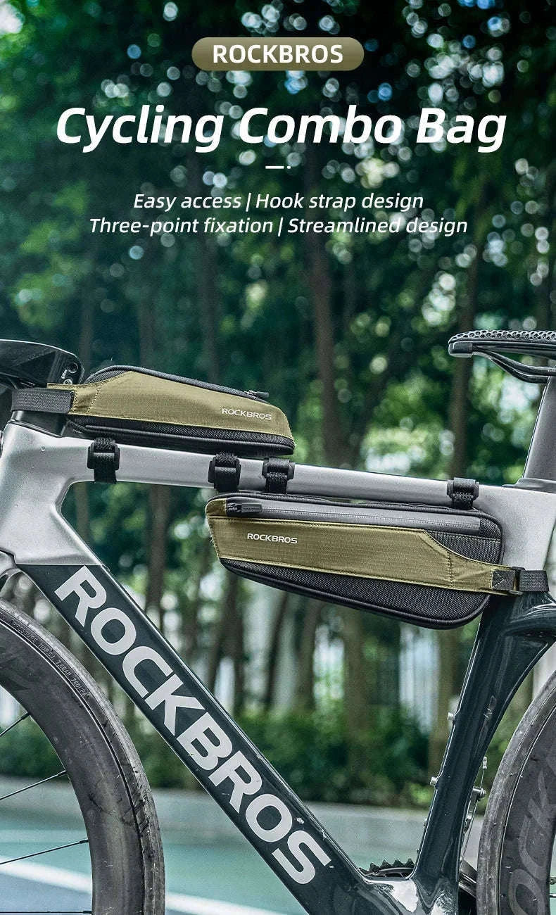 Bike Top Tube Frame Bag Rainproof Nylon Phone & Tool Storage-green 0.65L