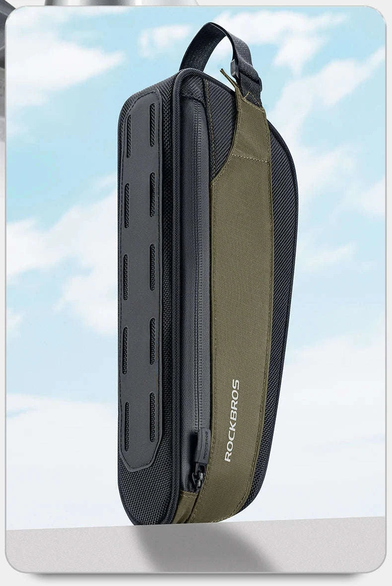 Bike Top Tube Frame Bag Rainproof Nylon Phone & Tool Storage-green 0.65L