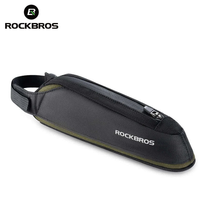 Bike Top Tube Frame Bag Rainproof Nylon Phone & Tool Storage-green 0.65L