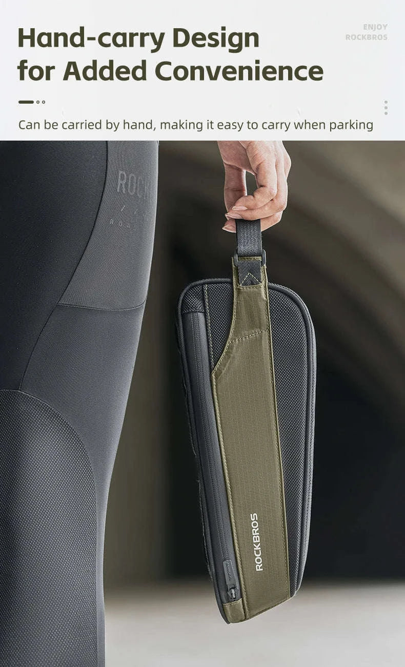 Bike Top Tube Frame Bag Rainproof Nylon Phone & Tool Storage-green 0.65L