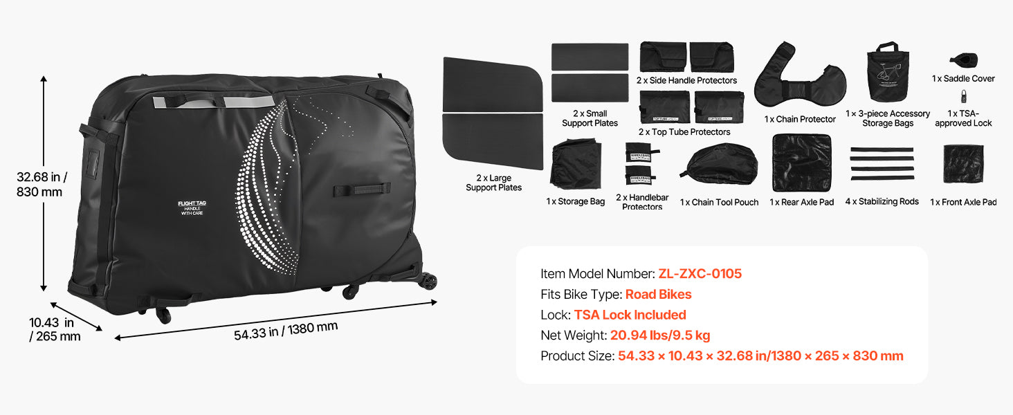 SucceBuy Bike Travel Bag Transport Universal Bicycle Storage Case Bag with Fork Mount Stabilisation fit Max. Wheelbase 51in